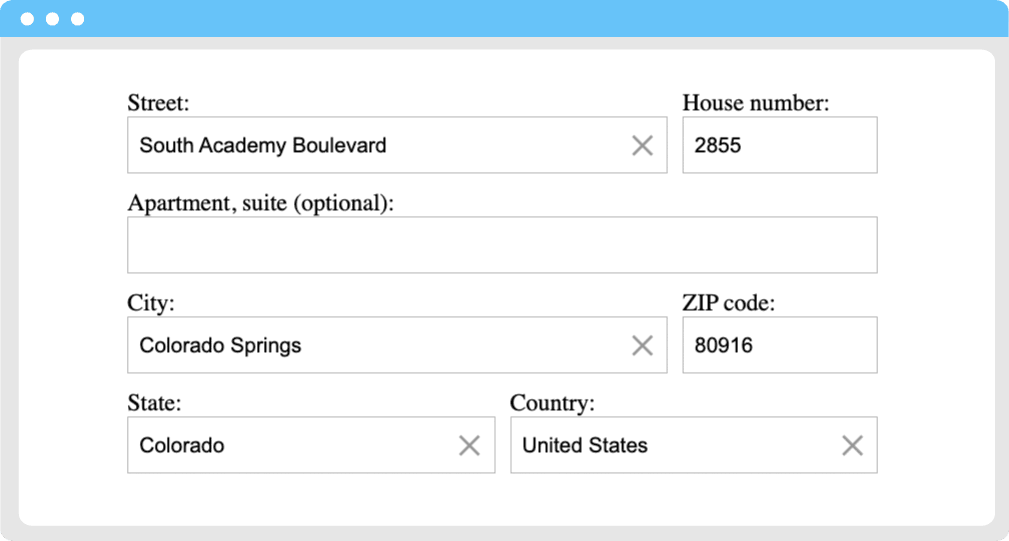 Address autofill form example