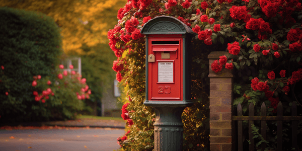 A traditional letter mailbox designed in the style of the United Kingdom, suitable for collecting postal mail.