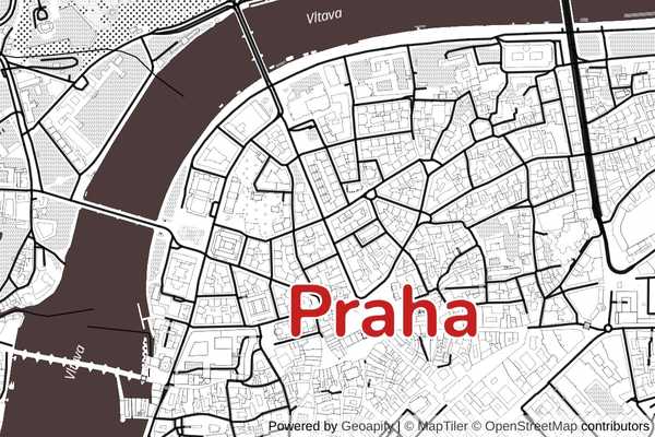 Praha map picture - cutomized map colors