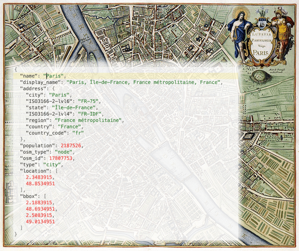 Geodata and map for Paris, France